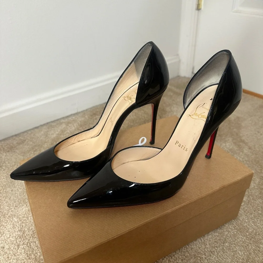 Christian Louboutin Iriza 100mm Black Patent - SIZE 38 - Picture 3 of 8